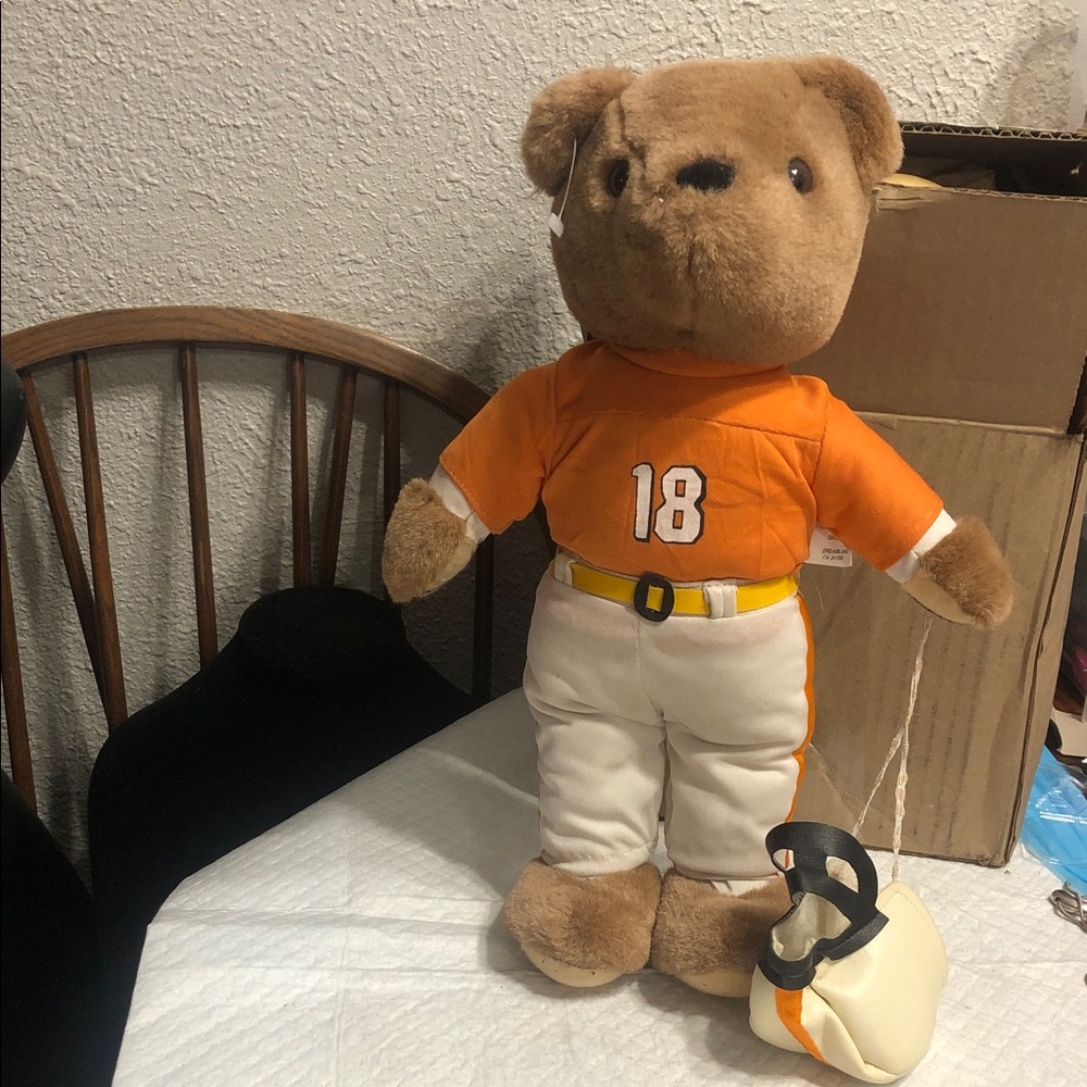 Russ Brown Teddy Bear in Orange Jersey #18